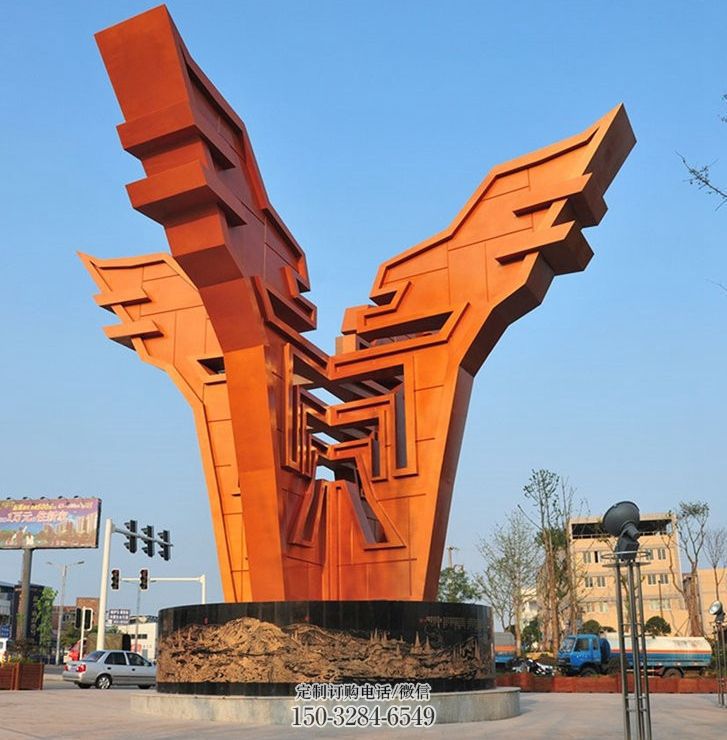 城市精神堡壘雕塑，抽象建筑元素，廣場(chǎng)景觀雕塑小品