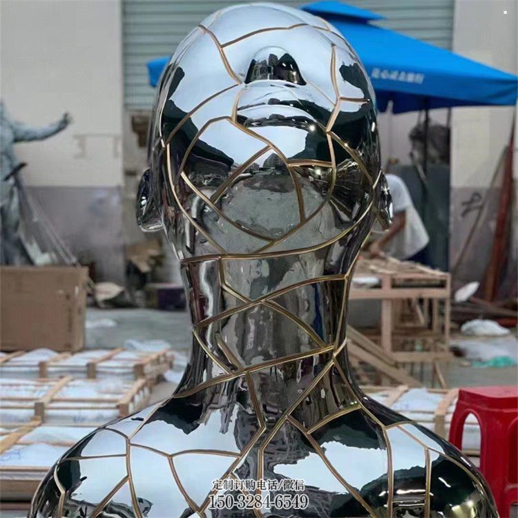 白鋼人頭像雕塑制造商，鋼管組合，鏡面人頭像雕塑優(yōu)選