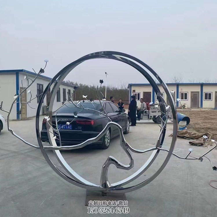 圓環(huán)雕塑，鏤空景觀雕塑，抽象效果