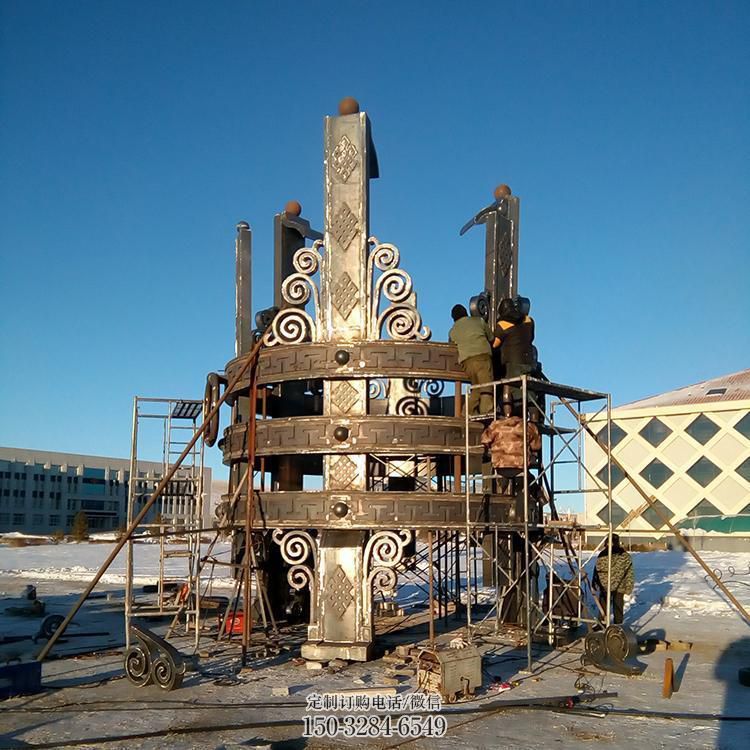 安裝地產(chǎn)城市建筑雕塑，不銹鋼景觀裝飾雕塑