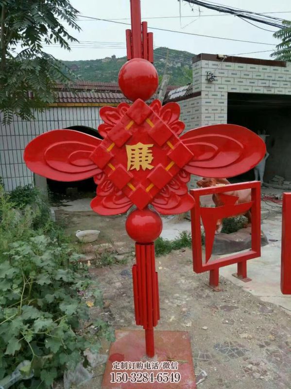 城市中國(guó)結(jié)雕塑廠家，烤漆工藝制作，民俗文化標(biāo)識(shí)